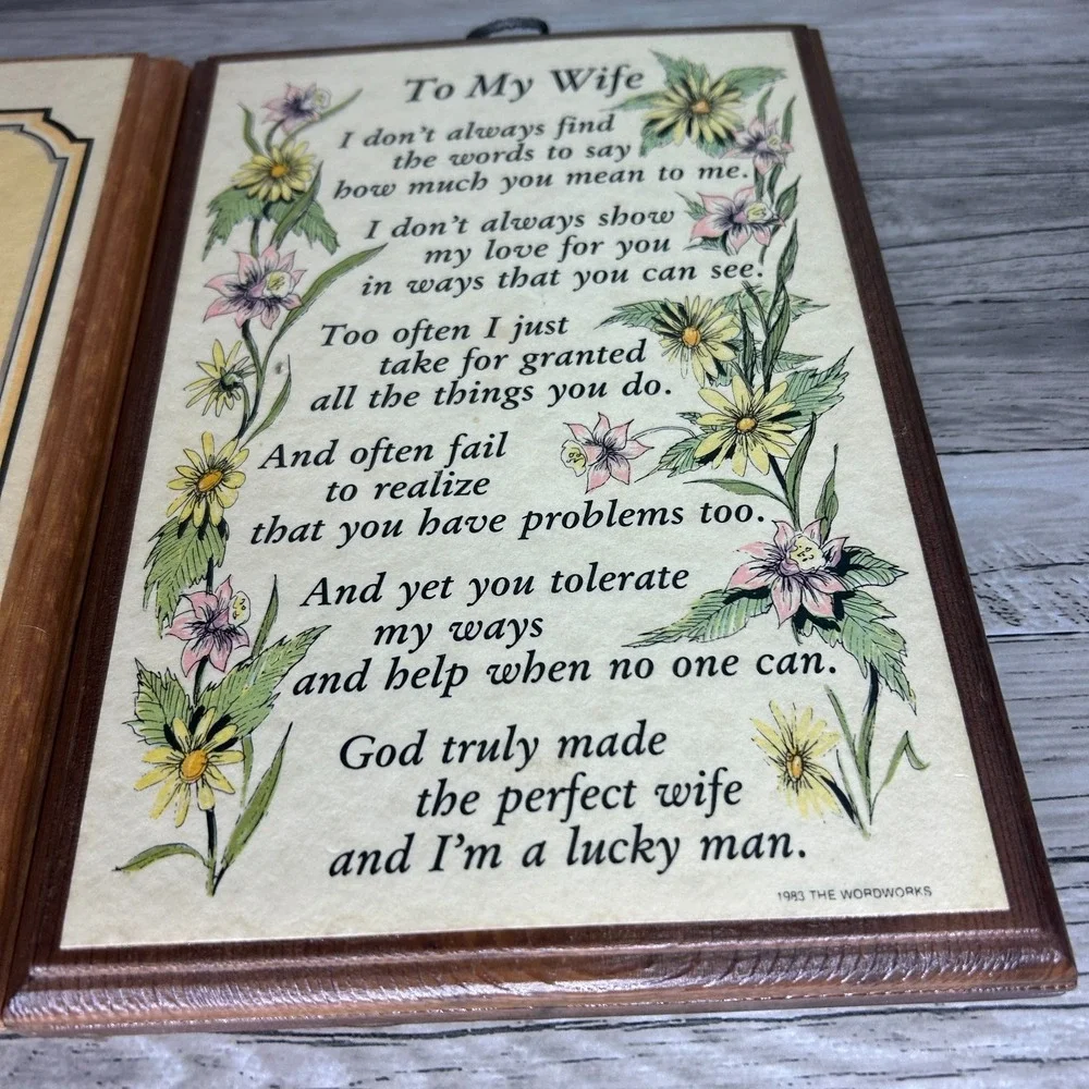 Vintage Woodworks Wood Wall Plaque Husband Wife Couple Sign Retro Home Decor‎